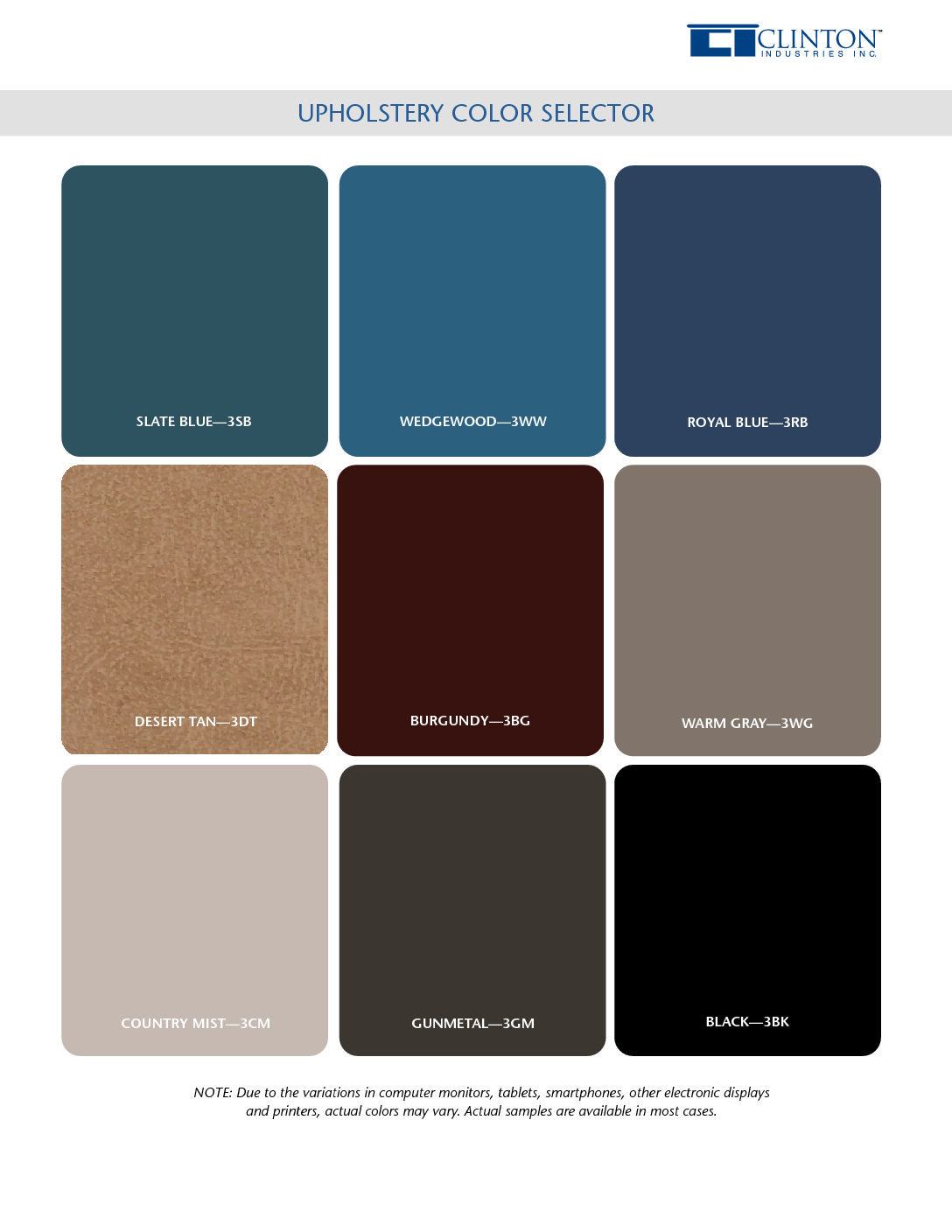 Standard Upholstery Color Selector pdf