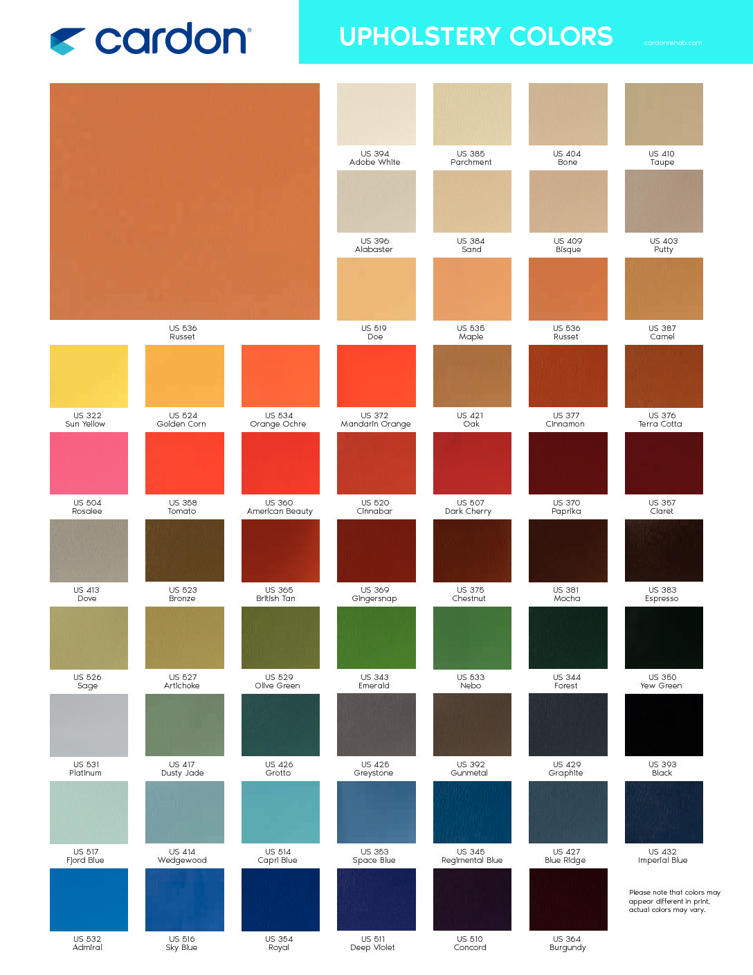 z Upholstery Colors October 2022 pdf